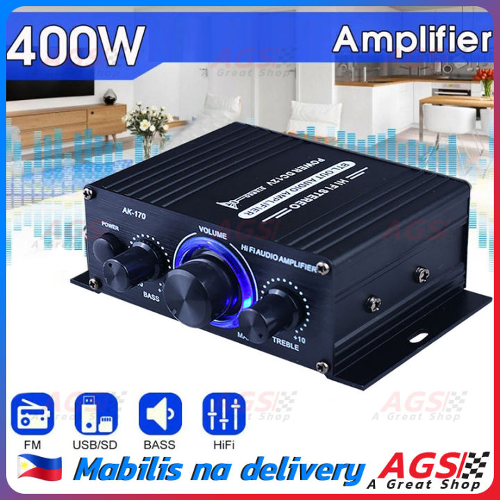 DC12V 2A 400W 3 Channel Mini Amplifier 2.1 Stereo HiFi Car