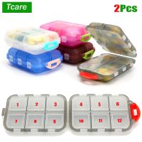 2Pcs Pill Box Organizer Travel 12 Grids Pill Case Tablets Wheat Straw Family Drug Divider Medicine Vitamin Holder Container New Medicine  First Aid St