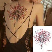 Sexy Nine-tailed Fox Manjusaka Waterproof Fake Tattoo Stickers For Women Back Water Transfer Temporary Tattos Party Decal