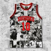 เสื้อคุณภาพสูง เสื้อกีฬาบาสเก็ตบอล และกางเกงขาสั้น ลายพราง Slam Dunk Shohoku High School No.10 Hanamichi Sakuragi