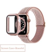 fgjdtrdh Screen Protector Nylon Bracelet For Apple Watch 7 Strap SE Series 6 5 4 45mm 41mm 40mm 44mm Elastic Band For iWatch 3 42mm 38mm