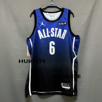 Mens New Original 2023 NBA All Star 6 LeBron James Jersey Swingman Heat-pressed Blue