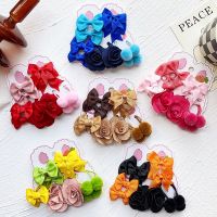 【CW】 10Pcs Bows Elastic Hair Bands Hairball Rubber Band Rope Ponytail Holder Headwear Kids Accessories Card