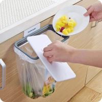 Plastic Cupboard Door Back Garbage Trash Bag Holder Hanging Rubbish Cabinet Hanging Trash Rack Storage Bag Hanger Kitchen Tool