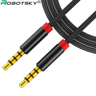 3.5mm Male To Male Speaker Cable With Microphone 4 Poles AUX Audio Headphones Extension Cable For Car AUX Jack Smart Phone