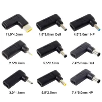 Usb 3.1 Type C Usb-C หัวต่อตัวเมียเป็น5.5มุมตัวผู้/3.0 * ตัวชาร์จ1.1/7.4*5.0อะแดปเตอร์แบบข้องอ2.5มม. Dc