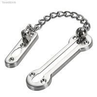 ┅ Security Door Guard Steel Chain Type Heavy Duty Door Chain Lock Door Latch with Screws for Home Hotel Brushed Silver