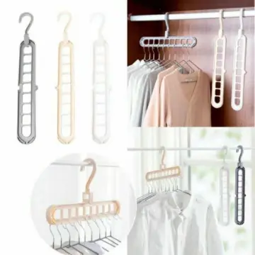 1pc Random Color Multi-Function Rotatable Non-Slip Triangle 9 Holes Hanger  Space Saving Folding Hook,Multi-hole Random Color Hanger