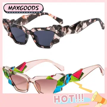 Vintage Sunglasses Women Metal Chain Polygon Sun Glasses Men Retro Personality Hip Hop Small Eyewear Shades Uv400