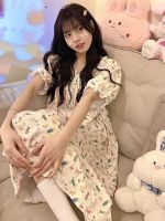 ▩✴❉ Nightdress summer 2023 new womens net red style Japanese cute cartoon high-end short-sleeved student Korean dress