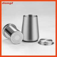 DANGL พื้นผิวสแตนเลสสตีล แก้วกาแฟ sifter เงินสีเงิน พร้อมฝาปิด ถ้วยผสมกาแฟ เอสเปรสโซ เครื่องป้อนผงกาแฟ ผงยาผง