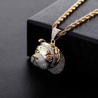 [COD] European and Hip-Hop Dog Fun Pendant Jewelry Micro-inlaid Mens Necklace Explosive