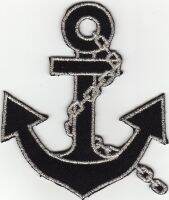 iron on patch Embroidery Anchor Sailing Sailor 8 x 6.5cm ใบหน้าที่ยิ้ม สมอเรือ ตัวรีด เย็บติดผ้าประเทศไทย โลโก้ปัก มีกาวสำหรับรีด ตกแต่งเสื้อผ้า