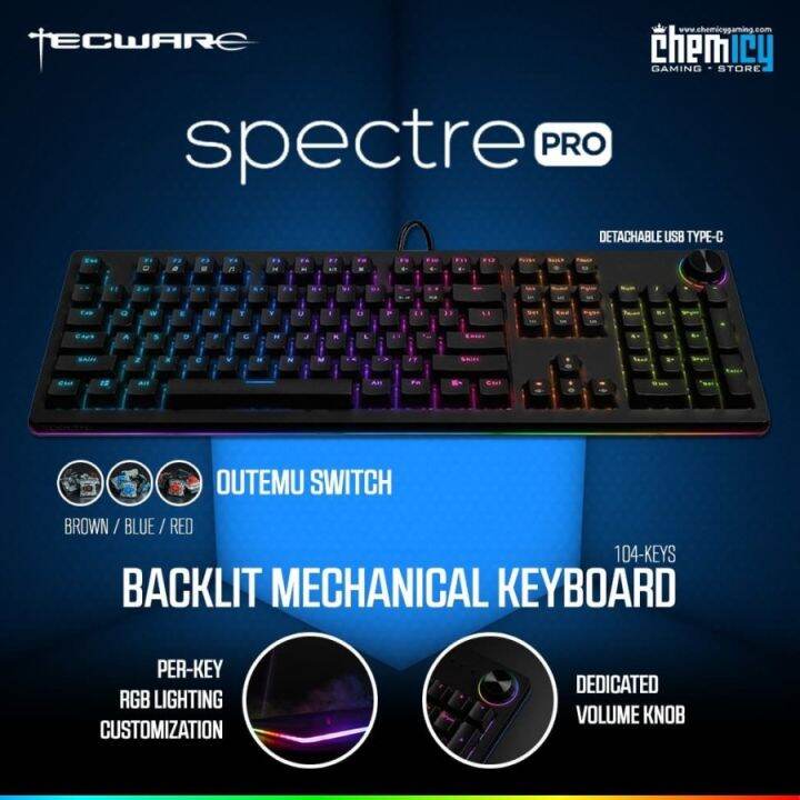 Tecware Spectre Pro Fullsize RGB Underglow Mechanical Gaming Keyboard