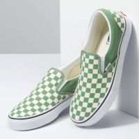 ฟรีของแถม) Vans รองเท้าลําลอง สวมหุ้มข้อ สําหรับผู้ชาย สีเขียว สีขาว