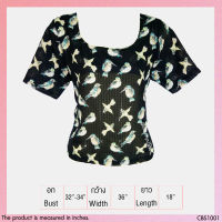 USED - Sheer Black Bird Chess Top | เสื้อแขนสั้นสีดำ สีขาว เสื้อซีทรู เสื้อครอป ลายนก ลายกราฟิก ลายตาราง ทรงใหญ่ มือสอง