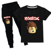 RobloxsชายหญิงJoggersชุดแขนสั้นเสื้อยืดกางเกงขายาวการ์ตูนเด็กเสื้อยืดชุดเด็กเสื้อผ้าFa889 ฤดูร้อนลำลองแฟชั่นชุด 2 ชิ้น