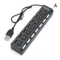 【Free-delivery】 liaoxian3105992120 7พอร์ต Hub LED USB 2.0อะแดปเตอร์ Hub สวิตช์เปิด/ปิดสำหรับแล็ปท็อปพีซี USB 2.0ความเร็วสูง USB Hub อุปกรณ์คอมพิวเตอร์