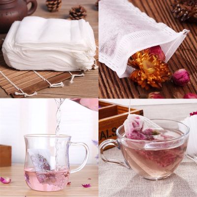 100Pcs/Set Drawstring Non-woven Fabric Tea Bag Soup Filter Bags Herb Loose Tea Bag Multifunctional
