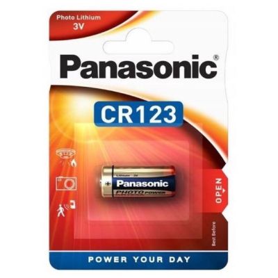 (แพคเกจ EU) ถ่าน Panasonic CR123a Lithium  3V 1ก้อน  เหมาะสำหรับกล้อง ไฟฉาย และอุปกรณ์อิเล็กทรอนิคส์อื่นๆ (ชาร์จไม่ได้ ใช้หมดแล้วทิ้ง) ของใหม่ ของแท้