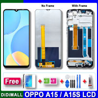 100% จอ Lcd แบบดั้งเดิมสำหรับ A15 OPPO จอ LCD CPH2185ประกอบดิจิไทเซอร์หน้าจอสัมผัสอะไหล่เปลี่ยนพร้อมกรอบสำหรับ A15s CPH2179อะไหล่ซ่อม