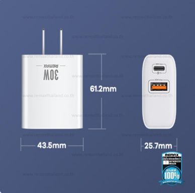 remaxแท้-หัวชาร์จ-หัวชาร์จมือถือ-2พอร์ต-usb-type-c-30w-rp-u82-รับประกัน1ปี