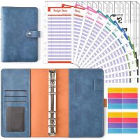 ☼♈ A6 PU Leather Notebook Binder Planner Organizer System Zipper Cash Envelopes Budget Sheets Sticker Labels for Saving Accessories