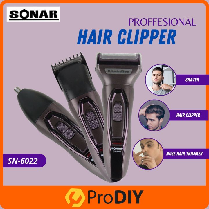3 IN 1 SONAR SN-6022 Professional Hair Trimmer Clipper Multifunction Shaver  Head Nose Beard | Lazada