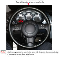 Black PU Faux Leather Red Marker Hand-stitched Car Steering Wheel Cover for Seat Leon (Mk2) 2006-2008 Ibiza (6L) 2007