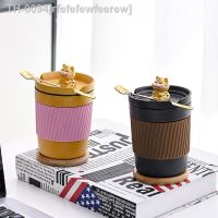 ✔✉ rfefefewfeerew Portátil Cerâmica Interior Café Copo com Tampa Viagem Cup High-End Straw Requintado Presente Xícaras De Chá Bebida