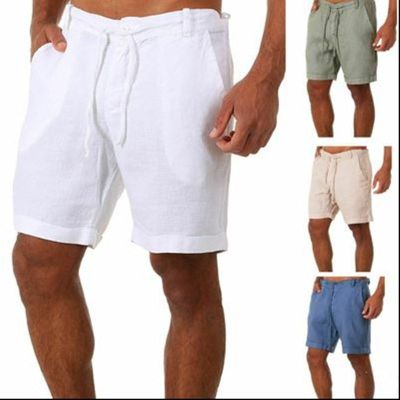 New Mens Cotton Linen shorts Pants Male Summer Breathable Solid Color Linen Trousers Fitness Streetwear S-4XL