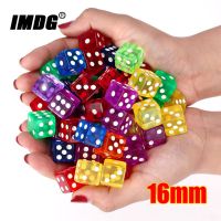 10pcs/pack Colors Acrylic Dice 16mm Square Corner Transparent Cubes 16 High Quality Boutique Dots Game Dice