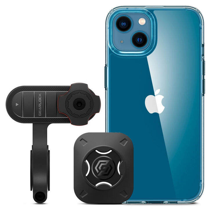 Spigen Gearlock MF100 Bike Mount + iPhone 13 Ultra Hybrid Clear Casing