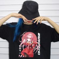 เสื้อยืดผ้าฝ้ายสวยสาว Zero สอง Tshirt อะนิเมะ Darling ใน Franxx เสื้อยืดผู้หญิง Kawaii มังงะ Streetwear สีดำสีขาวแนวโน้ม Tee Ulzzang