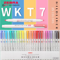 25สีญี่ปุ่นม้าลายน่ารัก Kawaii เน้น WKT7สีอ่อนสองหัวปากกามาร์กเกอร์อุปกรณ์นักเรียนอุปกรณ์สำนักงาน