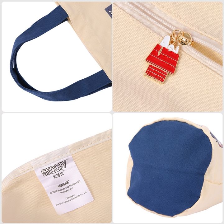 snoopy-snoopy-cartoon-canvas-cute-handbag-portable-lunch-bag-japanese-cylindrical-bag
