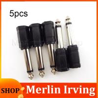 Merlin Irving Shop 6.35mm 1/4" Mono Plug to 1/8" 3.5mm Jack Female Audio Converter Adapter for Headphone Microphone 5pcs