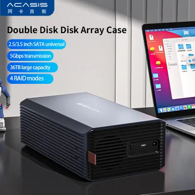 ACASIS 3.5-inch Dual Disk Enclosure Disk Array Box. RAID Mode Array Enclosure USB 3.0 to SATA Works Noiseless EC-7352