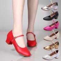 ☄ xing lu nan 115 Square Dance Shoes Spring Summer Four Seasons Dancing Female Adult Latin Show Mid-Heel Practice Soft Sole