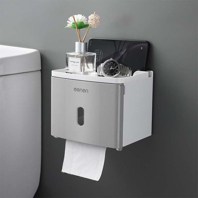 ติดผนังที่ใส่กระดาษชำระกันน้ำถาดม้วนหลอดกระดาษชำระกล่องเก็บถาดกล่องกระดาษทิชชูชั้นวางอุปกรณ์ห้องน้ำ