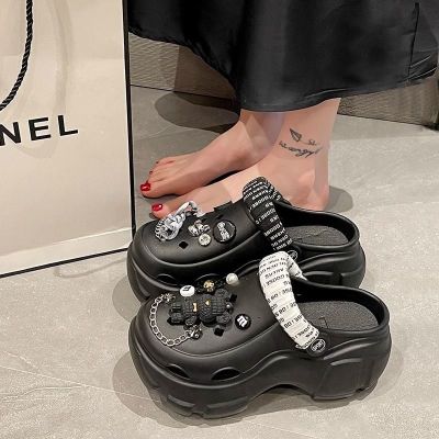 【Hot Sale】 Thick-soled hole shoes womens outer sandals size nurses non-slip stepping on shit feeling Baotou and slippers women summer