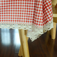 Free Shipping Chinese Style Red Plaid Table Cloth Cotton Linen Lace Tablecloth Dining Table Cover Kitchen Home Decor Man Mesa