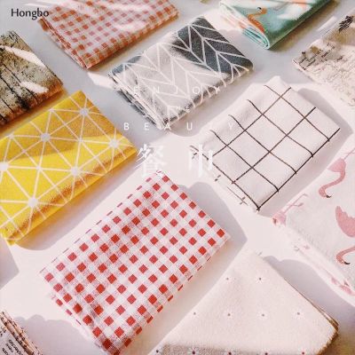 Hongbo 1 Pcs Plaid Cotton Placemat Japanese Fashion Style Fabric Table Mats Napkins Simple Design Tableware Kitchen Tool