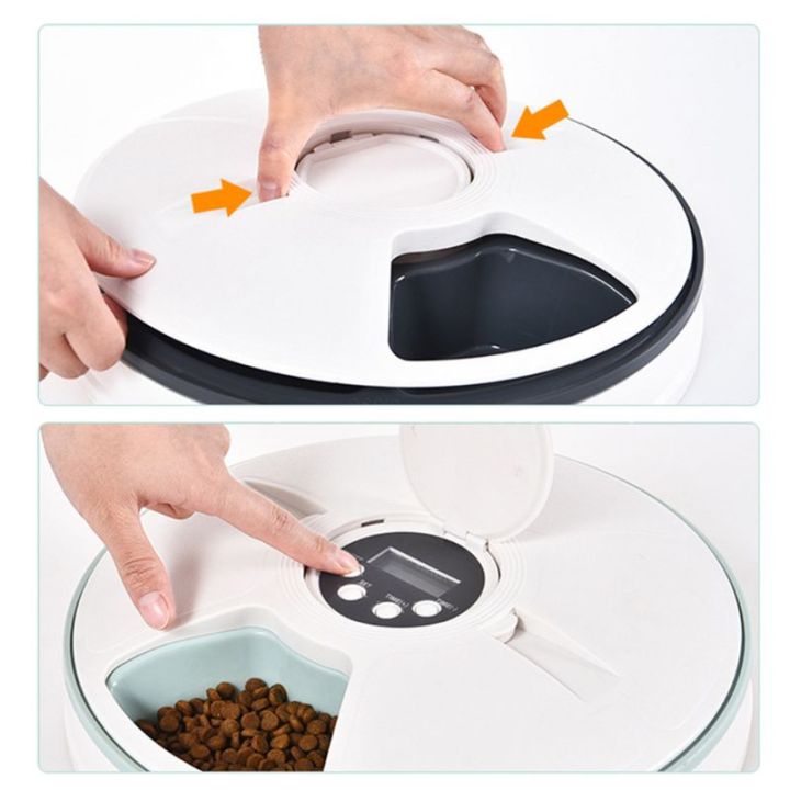 เครื่องให้อาหารสัตว์เลี้ยงอัตโนมัติ6-meal-dog-และสำหรับ-cat-programmable-animal-food-bowl-digital-timer-and-music-paration-control-voice