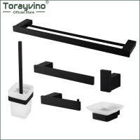 Torayvino 304สแตนเลสฮาร์ดแวร์ห้องน้ำตั้งสีดำเคลือบผู้ถือกระดาษผู้ถือแปรงสีฟันห้องน้ำแปรงอุปกรณ์อาบน้ำห้อง: