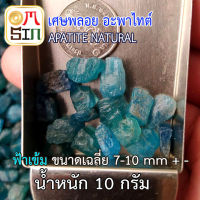 ?Omsin 10 - 50 กรัม เศษพลอย อะพาไทต์  สีฟ้าเข้ม เฉลี่ย 7 - 10 มิล พลอยดิบ Green Apatite ดิบธรรมชาติแท้ 100%