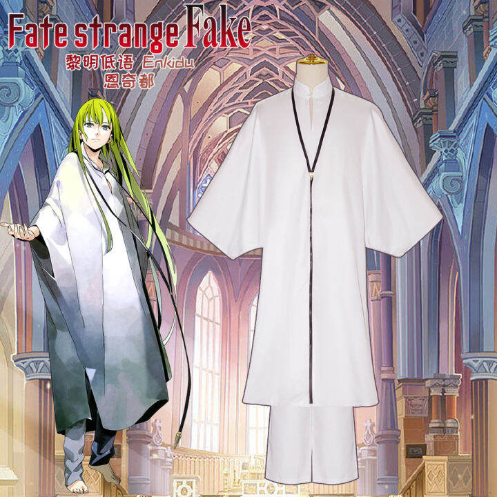 Fate/strange Fake Enkidu Cosplay Costume Woman Man Coat Robe Pants