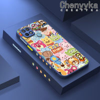 เคส Chenyyka สำหรับ OPPO เคส A15 A15s A35 4G เคสแบบเต็มหน้าจอมีน้ำค้างแข็งโปร่งใสของเล่นเรื่องยากขอบสี่เหลี่ยมด้านข้างเป็นเคสนิ่มลายกล้องปลอกซิลิโคนกันกระแทก