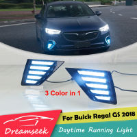 ไฟหน้าไฟตัดหมอก LED DRL 3สีสำหรับ Buick Regal GS 2018ไฟวิ่งกลางวันขับรถสีเหลืองสัญญาณไฟเลี้ยวเลนส์ใส