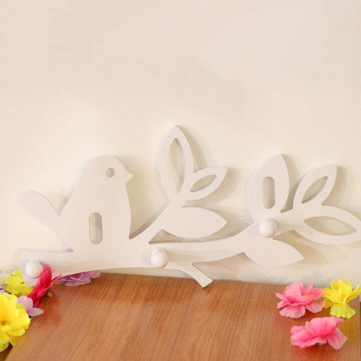 White Carved Plastic Hook Wall Mounted Key Hook Bathroom Toilet Towel